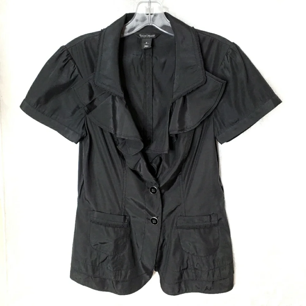 WHBM Deep Ruffle Button Up Blouse Jacket - Picture 1 of 5